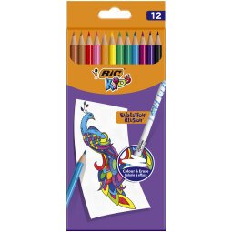 Evolution Illusion Crayons de Couleur Effaçables - Couleurs Assorties, Etui Carton de 12