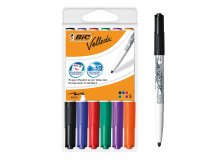 Marqueur bic velleda 1741 effaçable pointe ogive tracé 2mm encre cétone format stylo grande longévité pochette 6 unités