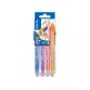 Porte-stylos et 4 stylos-bille pilot frixion ball clicker set2go pointe moyenne 0.7mm orange/turquoise/mauve/corail