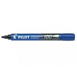 Marqueur pilot 100 permanent pointe ogive fine 1/4,5mm      résiste à l'eau coloris bleu