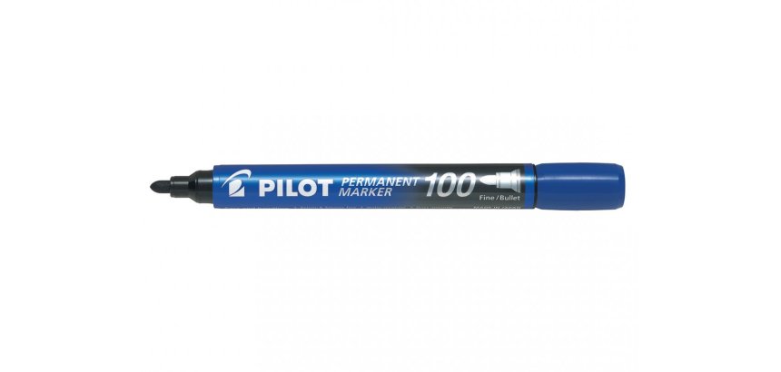 Marqueur pilot 100 permanent pointe ogive fine 1/4,5mm      résiste à l'eau coloris bleu