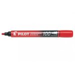 Marqueur pilot 100 permanent pointe ogive fine 1/4,5mm      tout support resiste a l'eau  coloris rouge