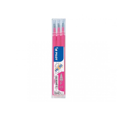 Set de 3 recharges pour roller FriXion. Pointe fine 0,5 mm. Encre Rose