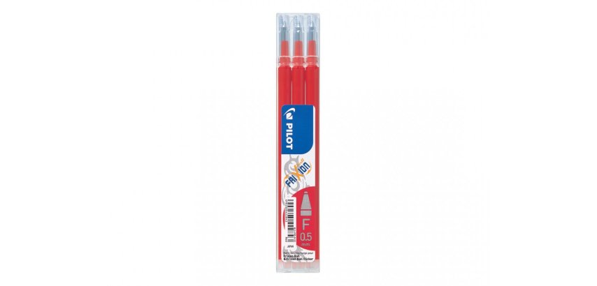 Recharges pour roller FriXion. Pointe fine 0,5 mm. Encre Rouge