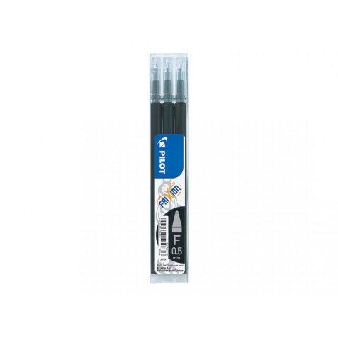 Set de 3 recharges pour roller FriXion. Pointe fine 0,5 mm. Encre Noire