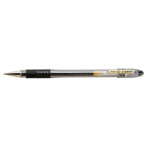 Stylo à bille pointe moyenne encre gel Noire corps plastique avec grip caoutchouc +capuchon G1 GRIP