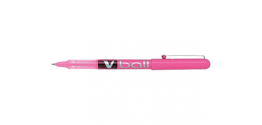 Roller pilot v-ball 5 pointe metal 0,3mm encre liquide     coloris rose