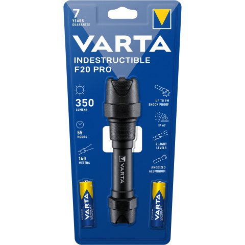 Varta Indestructible F20 Pro Negro Linterna de mano LED