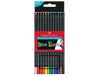 Crayon couleur faber castell triangulaire black edition en bois noir pochette de 12