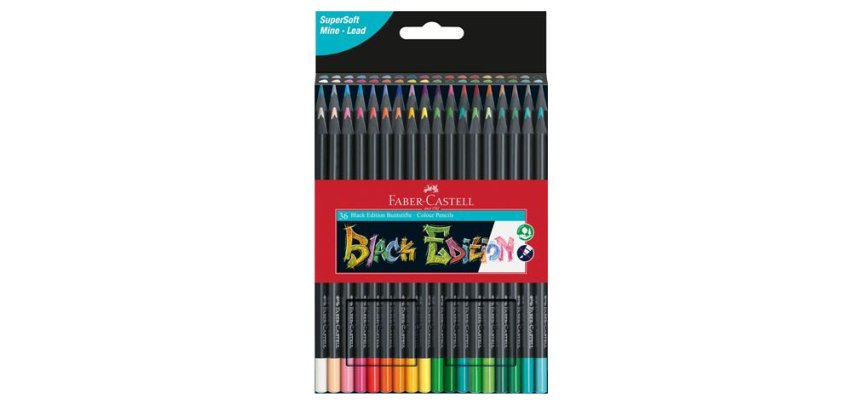 FABER-CASTELL Crayon de couleur Black Edition, étui de 36