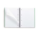 Notebook Eco Emotions, Carton recyclé, A4, quadrillage 5x5 mm, 80 feuilles de 1 couleur, Miquelrius, Vert.
