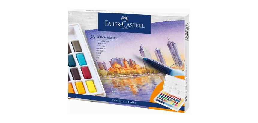 FABER-CASTELL Peinture aquarelle en godets, étui de 36