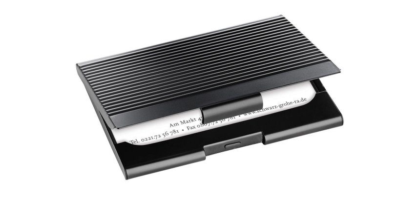 Étui pour cartes de visite, métal, noir mat