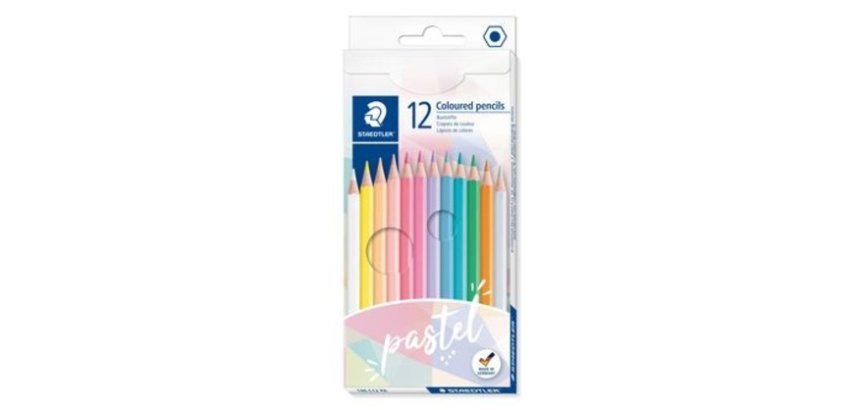 Crayons de couleur pastel, étui carton de 12