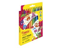 Feutre coloriage jovi lavable capuchon sécurité ventilé pointe solide 3mm 2 formats fine/maxi pochette 12 unités
