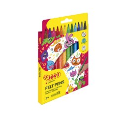 Feutre coloriage jovi lavable capuchon sécurité ventilé pointe solide 3mm 2 formats fine/maxi pochette 12 unités