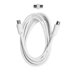 EKON Câble antenne TV 3m - 9.5mm mâle/femelle + adaptateur 75dB