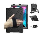 DLH Coque renforcée avec emplacement stylet, bandoulière, poignée rotative et pied support pour SAMSUNG Galaxy Tab Active Pro (SM-T540 / SM-T545 / SM-T547) et Galaxy Tab Active 4 Pro (SM-T630 / SM-T636)
