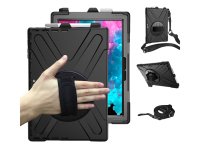 DLH Coque renforcée avec emplacement stylet, bandoulière, poignée rotative et pied support pour SAMSUNG Galaxy Tab Active Pro (SM-T540 / SM-T545 / SM-T547) et Galaxy Tab Active 4 Pro (SM-T630 / SM-T636)