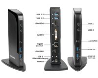 DLH Station d'accueil universelle USB-C et USB-A triple affichage avec Power Delivery 65W