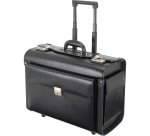 Valise pilote 'SILVANA', cuir, avec trolley, noir