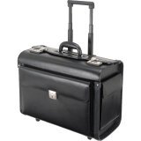 Valise pilote 'SILVANA', cuir, avec trolley, noir