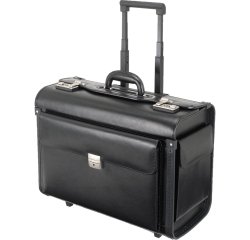 Valise pilote 'SILVANA', cuir, avec trolley, noir