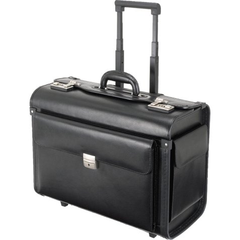 Valise pour pilotes SILVANA, simili cuir, noir