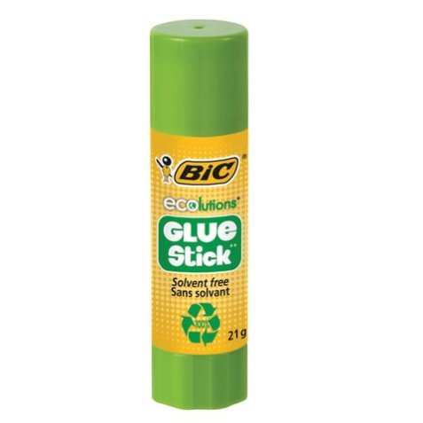 Colle bic  ecolutions  glue stick - lavable - colle le    papier et le carton tube de   21 gr boite de 20