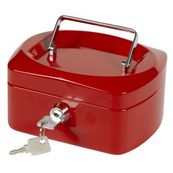 Caisse monnaie q-connect structure acier 0.8mm épaisseur plateau amovible espace billets 152x80x115mm coloris rouge