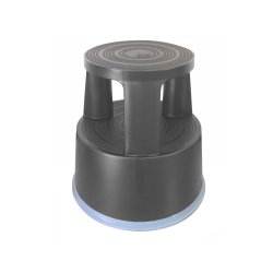 Tabouret q-connect plastique roues caoutchouc rétractables 2 niveaux base 44cm hauteur 43cm poids 2.9kg coloris gris