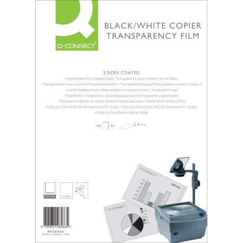 Transparent q-connect économique ohp photocopieur format a4 couchage spécial sans feuille entrecollée boîte 100 unités