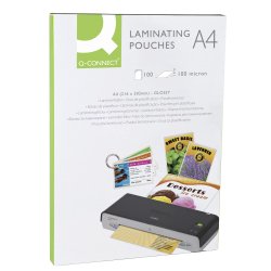 Pochette plastification q-connect à chaud économique format a4 100 microns boîte 100 unités