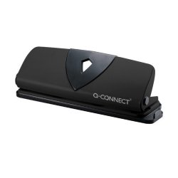 Perforateur q-connect métal et plastique capacité perforation 16f 4 trous coloris noir 280x110mm
