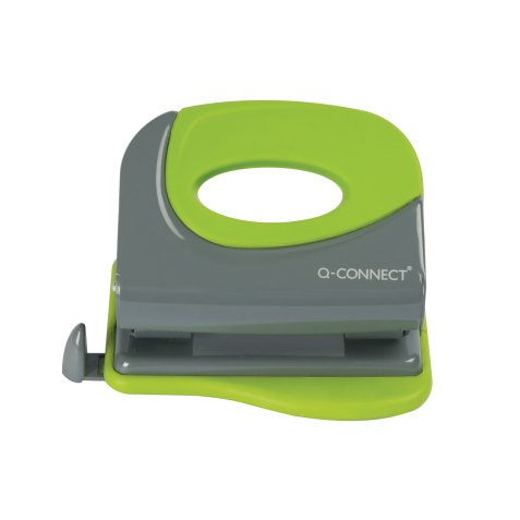 Perforateur q-connect métallique capacité perforation 20f 2 trous coloris attractifs noir/vert 117x105mm