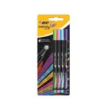 Intensity Stylo Feutre d'écriture Pointe Fine et Corps Noir Verni - Couleurs assorties pastel x4