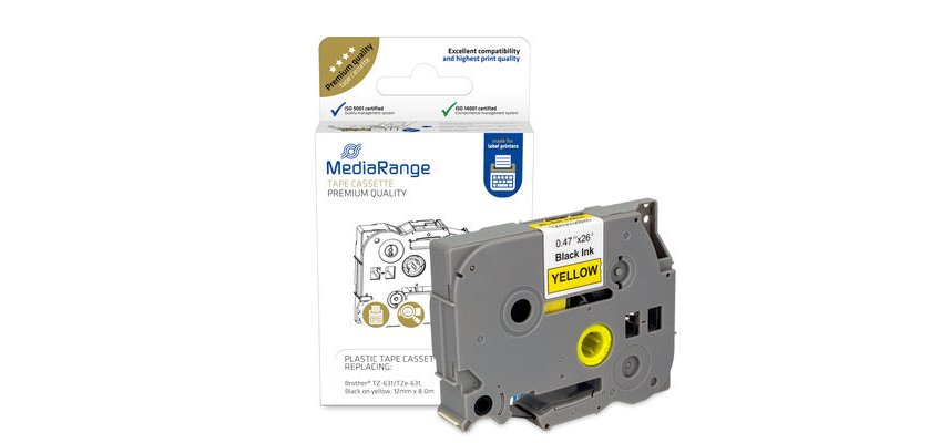 MediaRange MRBTZ631 printable label Black, Yellow