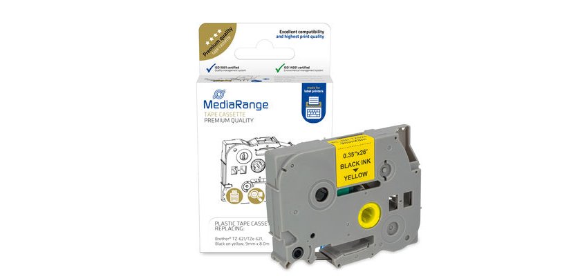 MediaRange MRBTZ621 labelprinter-tape Zwart op geel TZ/TZe
