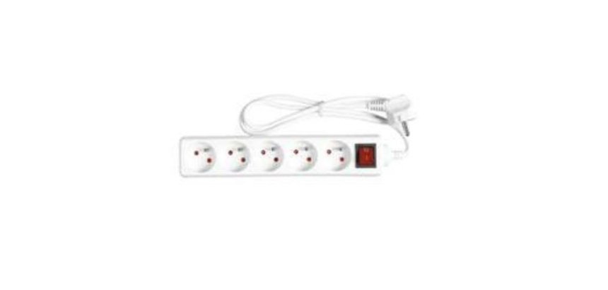 Bloc 5 prises wonday longueur 4 m avec interrupteur blanc