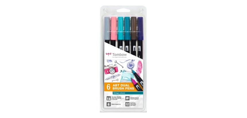 Tombow Feutre double pointe 'ABT DUAL BRUSH PEN', set de 6