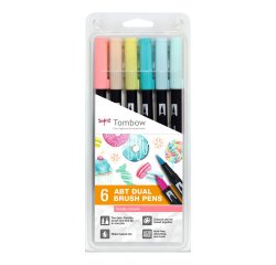Tombow Feutre double pointe 'ABT DUAL BRUSH PEN', set de 6