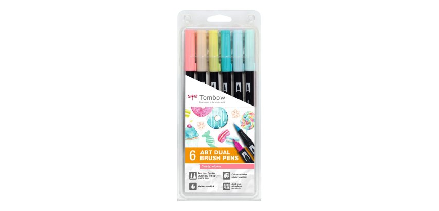Tombow Feutre double pointe 'ABT DUAL BRUSH PEN', set de 6