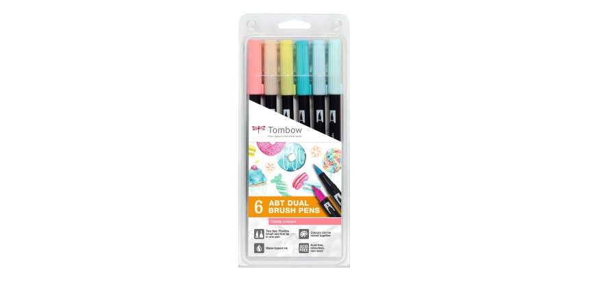 Tombow Feutre double pointe 'ABT DUAL BRUSH PEN', set de 6