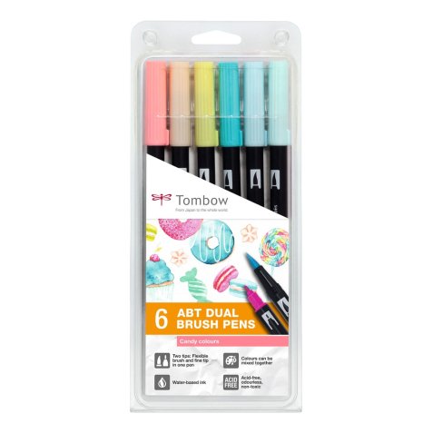 Tombow Feutre double pointe 'ABT DUAL BRUSH PEN', set de 6