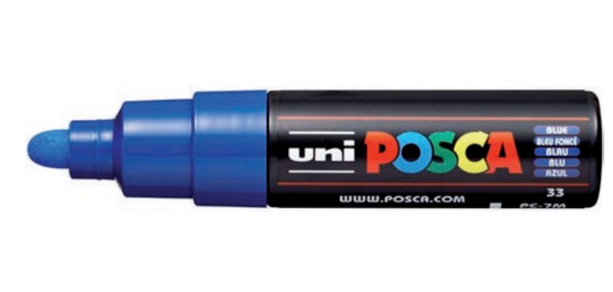 Marqueur peinture posca pc7m pointe large conique encre    inodore couvrante miscible    tous supports coloris bleu