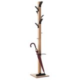 Portemanteau EASYCLOTH 6 patères polystyrène Noir, fut bois massif hêtre, H178 cm et porte-para
