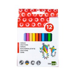 Crayon cire liderpapel 115mm résistant non salissant effaçable étui carton 12 unités