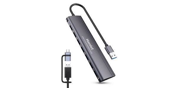 Hamlet XHUB-07A3CX hub di interfaccia USB 2.0 Type-C 5000 Mbit/s Alluminio