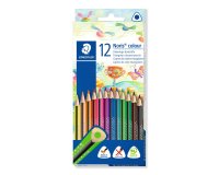 Crayons de couleur staedtler noris  187 triangulaires en   bois coloris assortis etui de 12