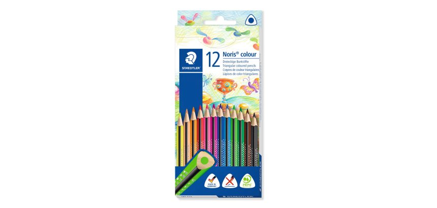 Crayons de couleur staedtler noris  187 triangulaires en   bois coloris assortis etui de 12